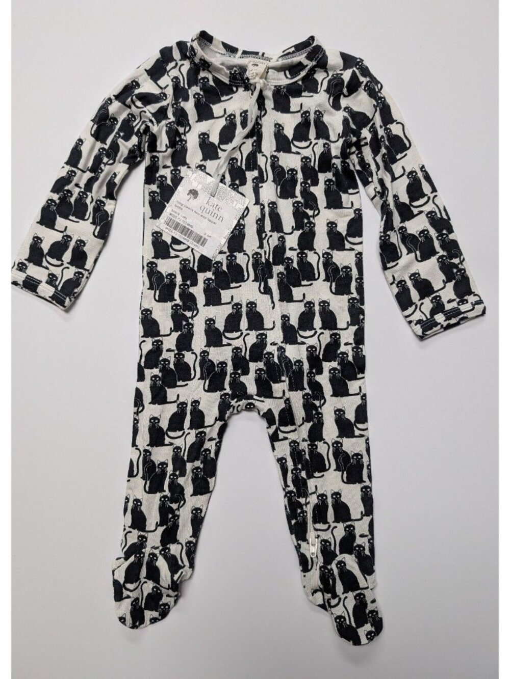 Kate Quinn Bamboo Black Cats Baby Footie 3-6 Months Spooky Sleeper Halloween